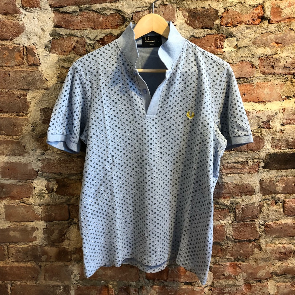 Fred Perry Slim Polo - Blue + Yellow Pais - Medium